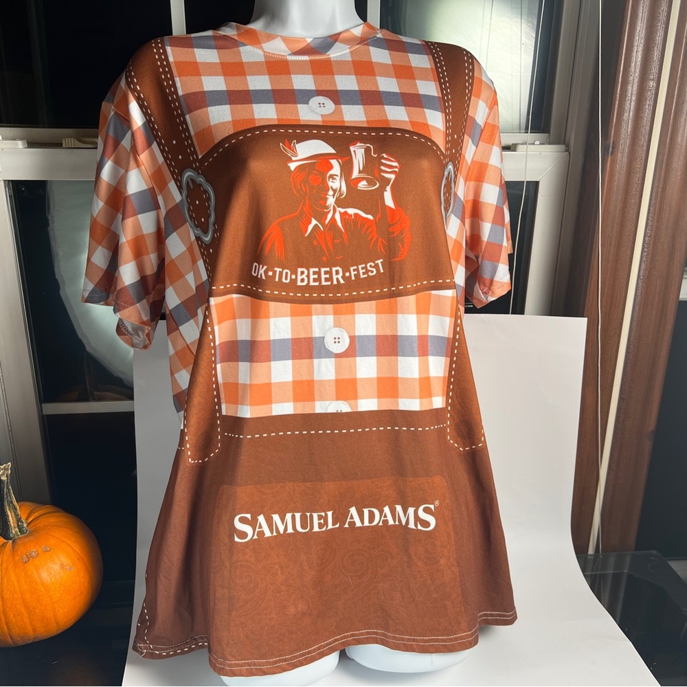 Samuel Adams Lederhosen Bavarian Outfit Graphic All Over Print T-Shirt Med